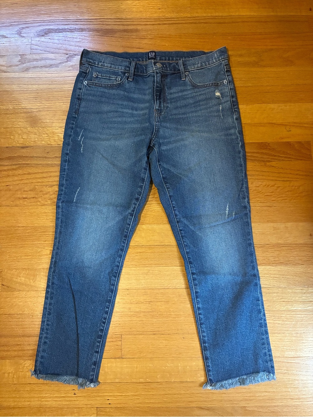 Gap 1969 Best Girlfriend Stretch Jeans Ripped Distressed Blue Denim Women's 30